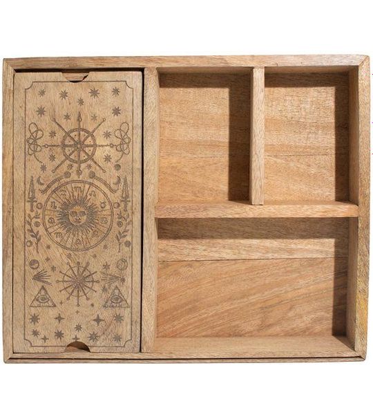 Tarotdoos met vier vakken en kaarthouder
