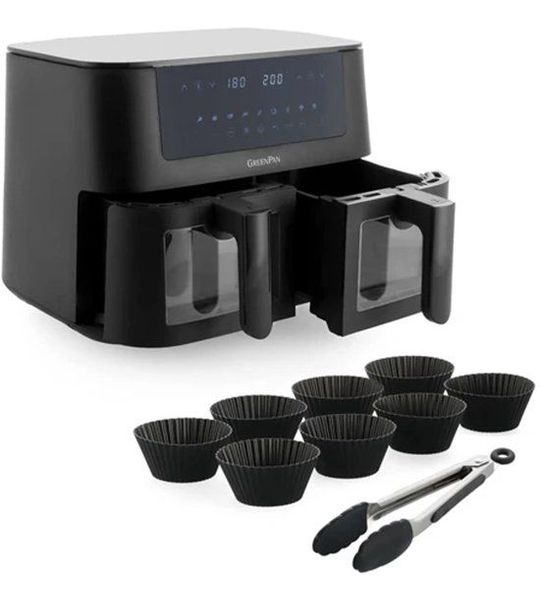 GreenPan Bistro Dual Zone airfryer 2x 4L + 9-delige bakset
