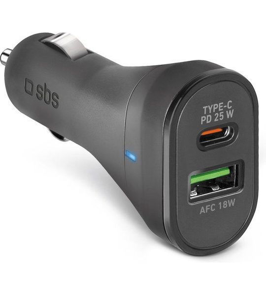 Sbs Mobile Car Charger 1xusb-c 25w & 1xusb-a 18w Autolader