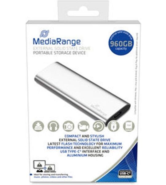MediaRange Externe Solid State Drive 480GB, USB C Zilver