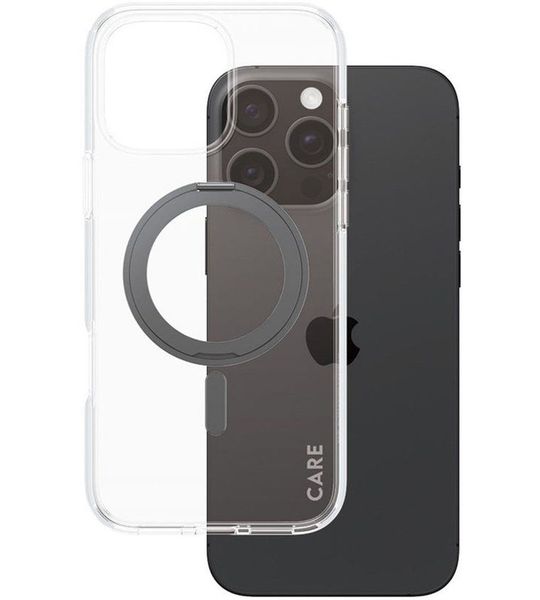 CARE Feature Case Met Zwarte Kickstand En Magsafe Telefoonhoesje Voor Apple Iphone 2024 6.7'' Pro Transparant