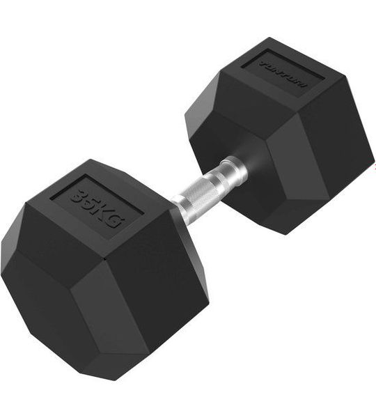 Tunturi Platinum Hexa Dumbbell - Rubber - 1x 27.5kg - Zwart
