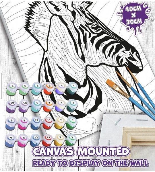 Lannoo - Creative Sets - Zebra - paint by numbers - 30 x 40cm