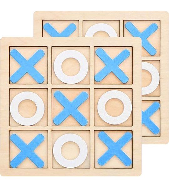 Boter kaas en eieren - Blauw - houten spel - spellen voor onderweg - Duo pack