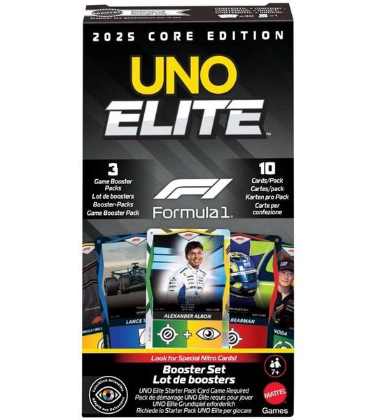 Mattel UNO kaartspel Elite Booster-Set F1 actiekaarten uitbreiding.