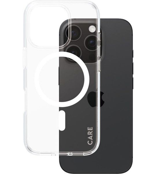 CARE Flagship Case Urban Combat Met Wit Magsafe Telefoonhoesje Voor Apple Iphone 2024 6.1'' Pro Transparant