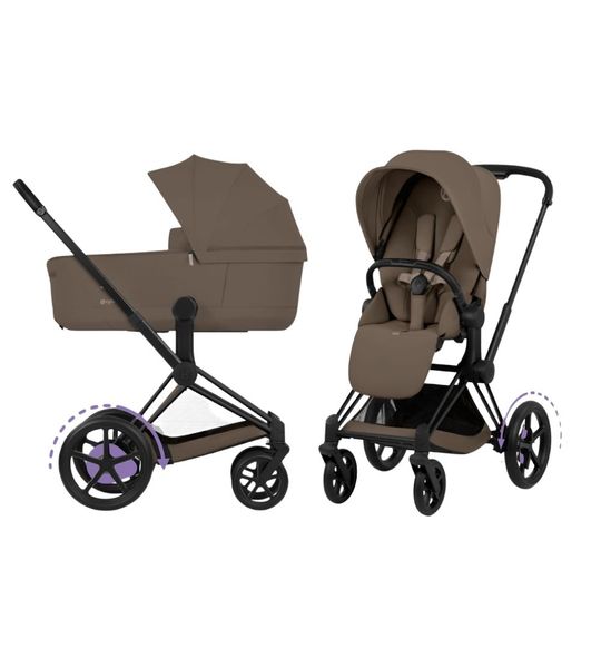 Kinderwagen Cybex e-Priam Comfort Matt Black/Coconut Brown incl. Foldable Carrycot