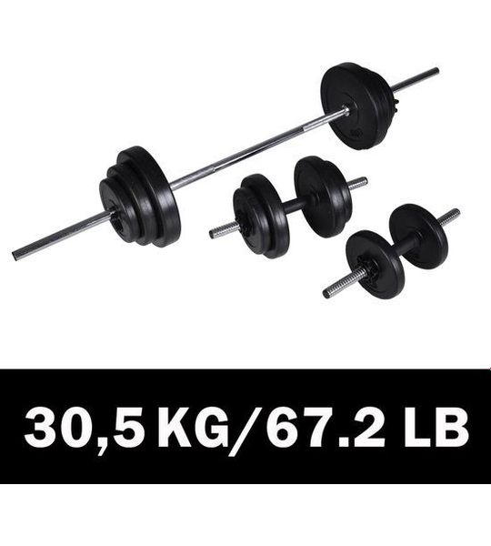 vidaXL Barbell- en dumbbellset - 30,5 kg - Compleet