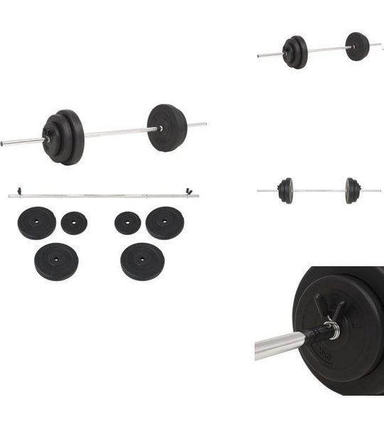 vidaXL Halterset - Cementen schijven - 30 kg - Zwart - Halterset