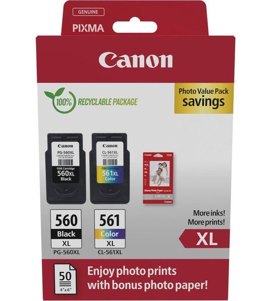 Canon PG-560XL / CL-561XL Multipack met fotopapier zwart en kleur