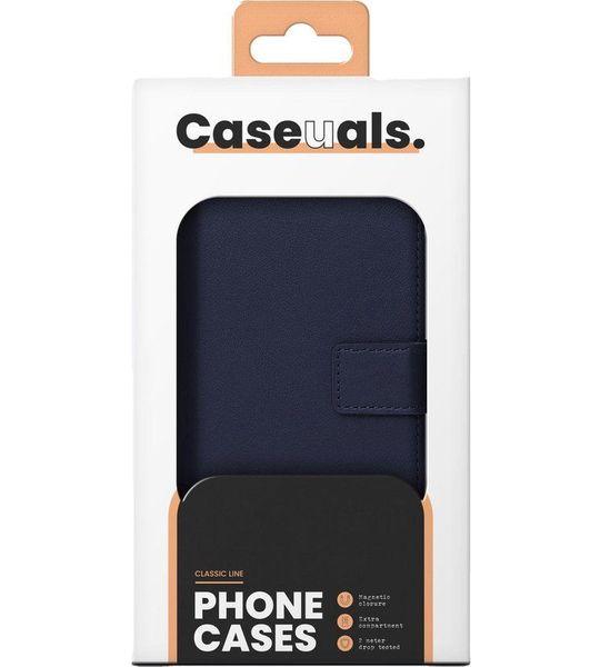 Caseuals Genuine Leather Wallet Bookcase Telefoonhoesje Voor Samsung Galaxy S24 Blauw