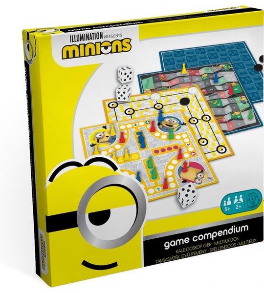 Minions 4-in-1 spellendoos : bordspellen : ladderspel - molenspel - dammen - ludo (mens-erger-je-niet)