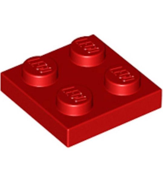 LEGO 3022 Plate 2x2 Rood (100 stuks)
