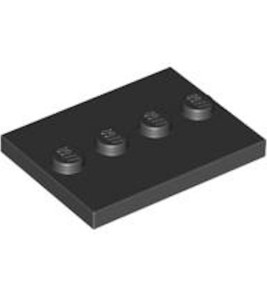 LEGO 88646 tegel, aangepast 3x4 met 4 noppen in het midden - Zwart (20 stuks)