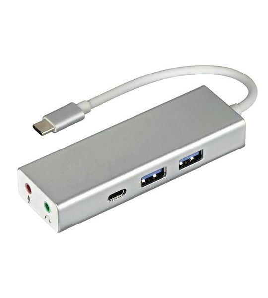 Hama USB-C-hub met 2x USB-A, USB-C en 3.5mm-aansluitingen Zilver