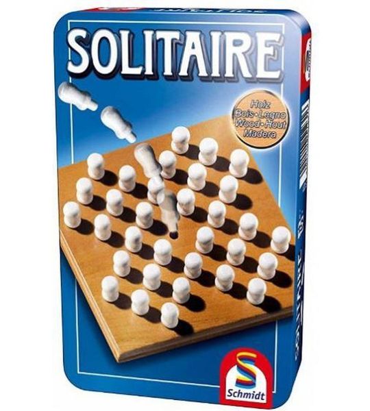bordspel Solitaire 18,5 x 11,4 cm hout 35-delig