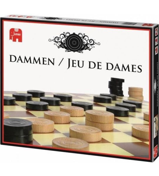damspel hout lichtbruin/zwart 41-delig