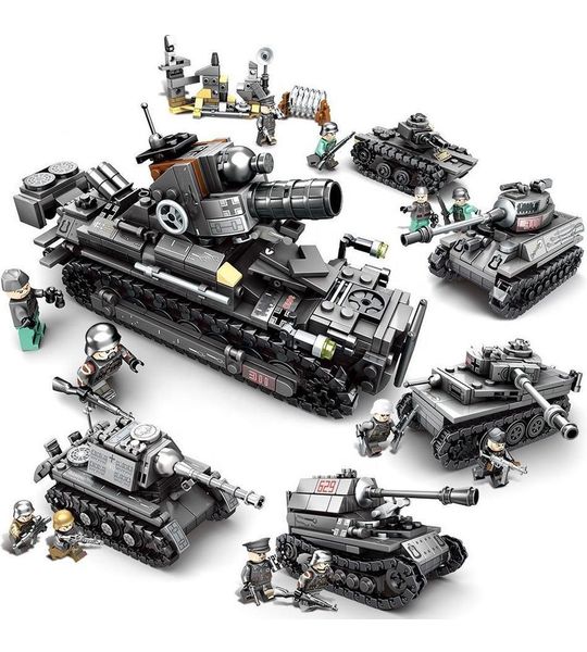 Bouwstenen | 4 in 1 Tanks | Soldaten | Kanon | Oorlog | Defensie voertuigen | Army | Wapens | Schieten | Auto | Militair | 950 Onderdelen | Perfect te combineren met Lego