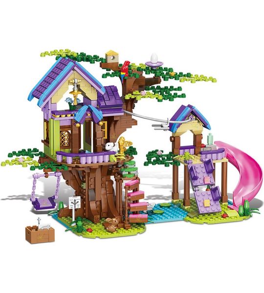 Boomhut | Treehouse | Speelhuis | Friends | Huis | Glijbaan | Schommel | Speelfiguren | Speeltuin | Speelplaats | Girls | Meiden | Meisjes | Playhouse | 764 Onderdelen | Geschikt voor LEGO