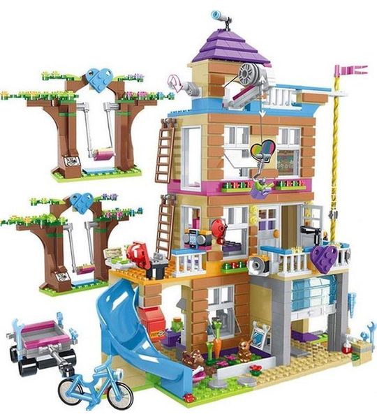 Speelhuis | Friends | Villa | Huis | Glijbaan | Fiets | Dieren | Schommel | Speelfiguren | Speeltuin | Speelplaats | Girls | Meiden | Meisjes | Playhouse | 868 Onderdelen | Geschikt voor LEGO