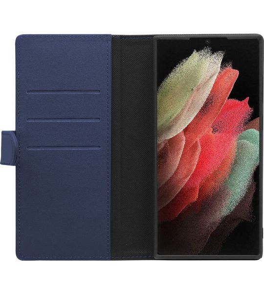 BlueBuilt Samsung Galaxy S22 Ultra 2-in-1 Case Leer Blauw