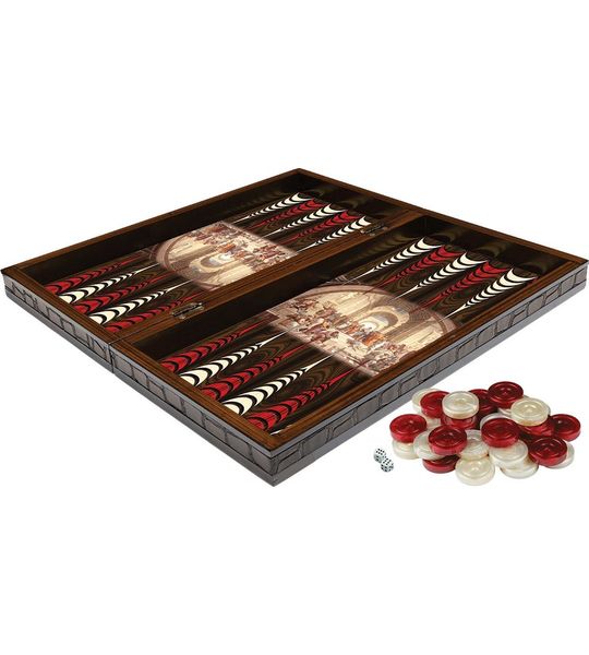 De school van Athene, Backgammon koffer, Schaakset, Dammen concepten, Fantastische kwaliteit, Luxe kastanje houten, Volwassen cadeau, Entertainment bordspel, Tavla