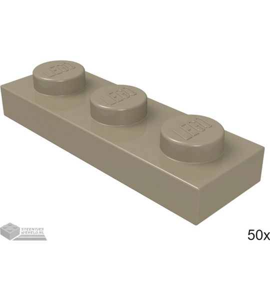 LEGO Plaat 1x3, 3623 Donker tan 50 stuks