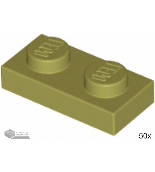 LEGO Plaat 1x2, 3023 Olijfgroen 50 stuks