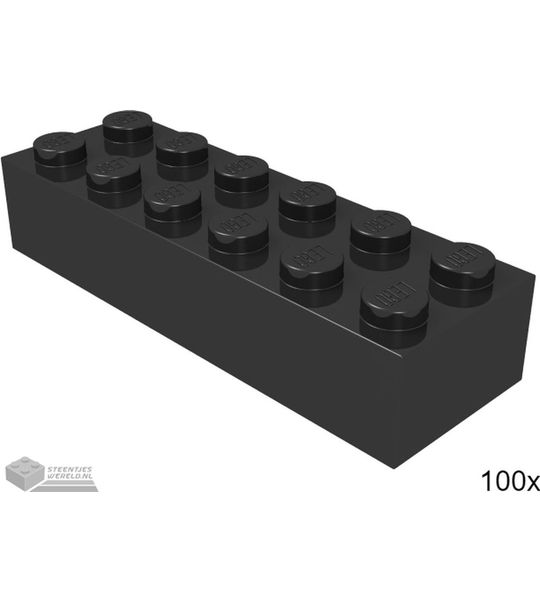 LEGO Bouwsteen 2 x 6, 2456 Zwart 100 stuks
