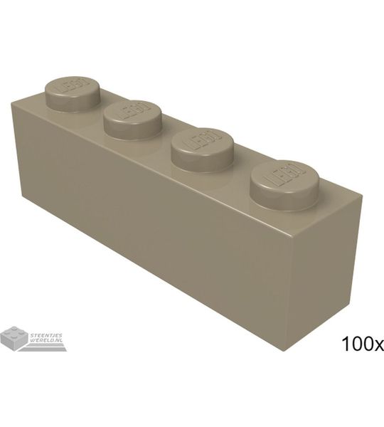 Lego Bouwsteen 1 x 4, 3010 Donker tan 100 stuks